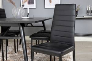 Essgruppe Sleek (7-teilig) Schwarz - Massivholz - 95 x 75 x 195 cm