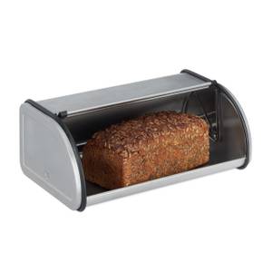 Boîte à pain couvercle coulissant Noir - Argenté - Métal - 34 x 14 x 21 cm