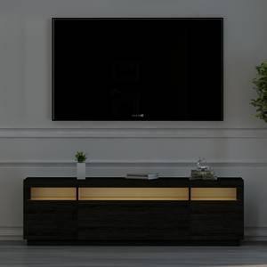 TV Lowboard Schwarz mit LED-Leuchten Schwarz - Holzwerkstoff - 180 x 54 x 37 cm