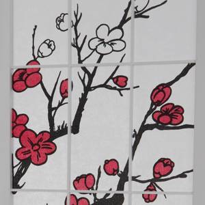 Paravent 3-teilig Kirschblüte 276 Rot - Weiß - Holz teilmassiv - 132 x 175 x 2 cm