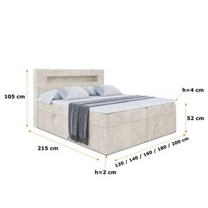 Boxspringbett - ORGOL Ecru - Breite: 120 cm - H3