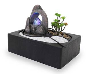 Led Zimmerbrunnen ZenGarden Rock Grau - Kunststoff - 29 x 22 x 21 cm