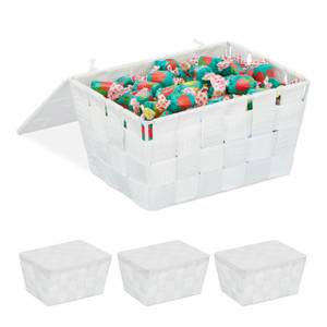 Lot de 4 paniers de rangement blanc Blanc