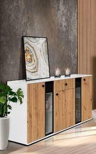 FURNIX Sideboard SARAI Weiß-Artisan Braun