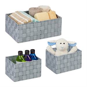 Aufbewahrungskorb 3er Set Grau - Metall - Kunststoff - 32 x 13 x 22 cm