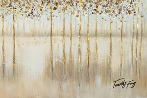 Acrylbild handgemalt Stilles Wasser Gold - Massivholz - Textil - 100 x 75 x 4 cm