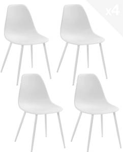 Lot de 4 chaises de cuisine design NOVA Blanc
