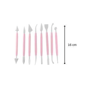 Set de 8 outils pâte à sucre Rose foncé - Matière plastique - 11 x 22 x 2 cm