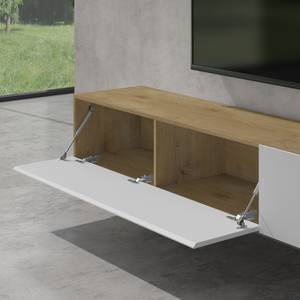 TV Lowboard Fernsehschrank02 Eiche Wotan Dekor - Weiß - Tiefe: 240 cm