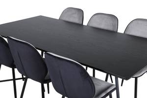 Essgruppe PippiBL (7-teilig) Schwarz - Massivholz - 90 x 75 x 190 cm