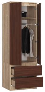 Kleiderschrank S60 2T 2S CLP Eiche Sonoma Dekor - Wenge Dekor