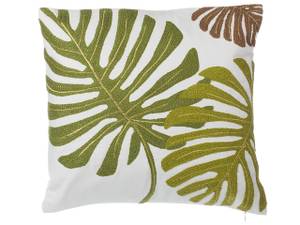 Coussin décoratif ZENOBIA Vert - Blanc - Fibres naturelles - 45 x 12 x 45 cm