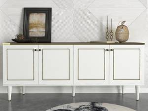 Sideboard Ravenna Weiß Marmor Optik Weiß - Holzwerkstoff - 180 x 76 x 40 cm