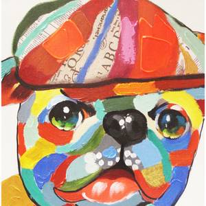 Tableau chien carlin 50x50 cm - CHARLY Textile - 50 x 50 x 3 cm
