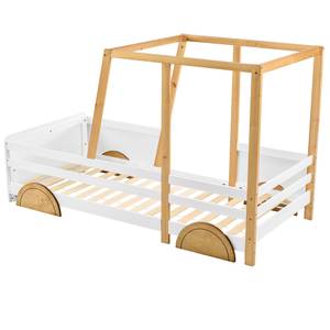 Autobett HomeyⅠ Weiß - Holzwerkstoff - Massivholz - Holzart/Dekor - 95 x 95 x 208 cm