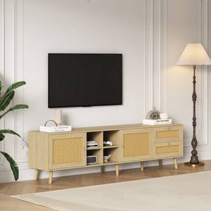 TV-Lowboard Coeus Ⅳ Braun - Holzwerkstoff - Metall - Polyrattan - 40 x 55 x 180 cm