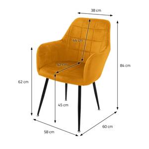 Esszimmerstuhl Samt 2er Set Schwarz - Gelb