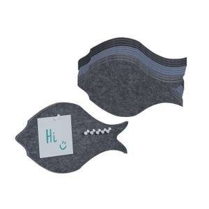 Bunte Filzpinnwand Fische 12er Set Blau - Grau - Textil - 30 x 16 x 1 cm