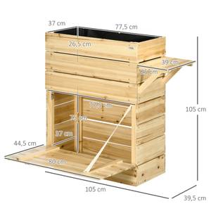 Hochbeet 845-819V00ND Braun - Holzwerkstoff - 40 x 105 x 105 cm