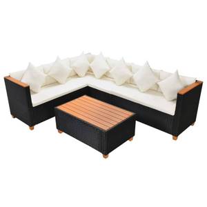 Gartenmöbel-Set Schwarz - Metall - Polyrattan - 60 x 39 x 95 cm