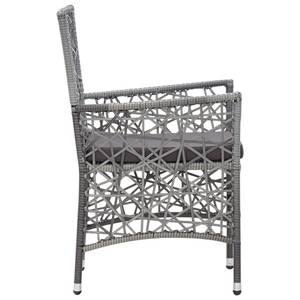 Ess-Set (9-teilig) 3001564-1 Grau - Kunststoff - Polyrattan - 90 x 75 x 190 cm