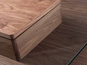Table basse carrée en verre et bois Marron - Verre - Bois/Imitation - En partie en bois massif - 100 x 35 x 100 cm