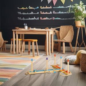 Ringwurfspiel aus Holz Blau - Braun - Orange - Holzwerkstoff - Textil - 40 x 16 x 40 cm