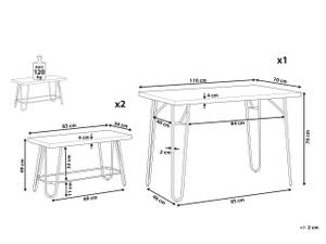 Ensemble pour salle à manger KEMPTON Noir - Gris - Bois manufacturé - 110 x 76 x 70 cm