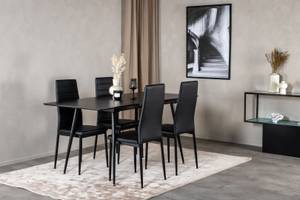 Essgruppe Silar 12 (5-teilig) Schwarz - Massivholz - 90 x 76 x 120 cm