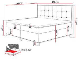 Boxspringbett Avanti Gelb - Breite: 182 cm