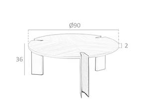 Couchtisch Walnuss und schwarzer Stahl Braun - Holzwerkstoff - 90 x 36 x 90 cm