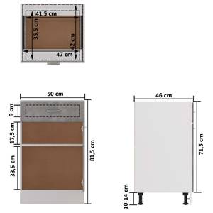 Schubunterschrank 3016496-3 Grau - Steingrau - 50 x 82 x 46 cm