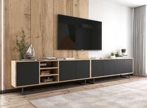 Tv-Lowboard Loft APOLLO Schwarz - Eiche Wotan Dekor