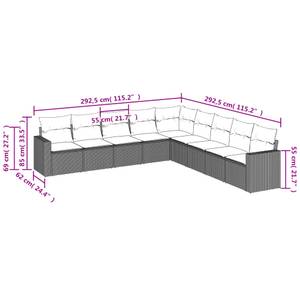 Gartensitzgruppe K5583(9-tlg) Schwarz - Massivholz - 69 x 62 x 66 cm