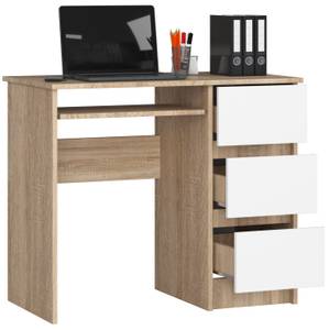 Bureau d'ordinateur A-6 droit CLP Imitation chêne de Sonoma - Blanc