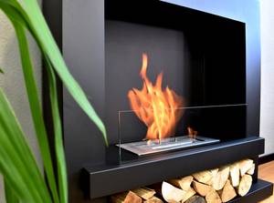 Ethanolkamin Glow Fire Kalmar black Ofen Schwarz - Glas - Metall - 100 x 90 x 31 cm