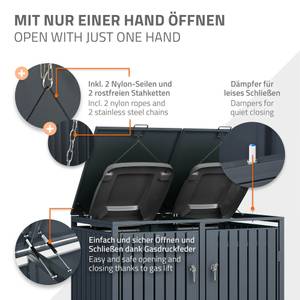 Mülltonnenbox für 2 Tonnen Anthrazit - Tiefe: 132 cm