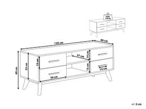 Meuble TV FLORIDA Marron - Blanc - Bois manufacturé - 120 x 49 x 40 cm