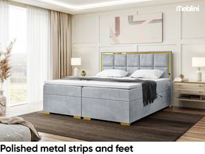 Boxspringbett Dani Gold Hellgrau - 140 x 234 cm - H4