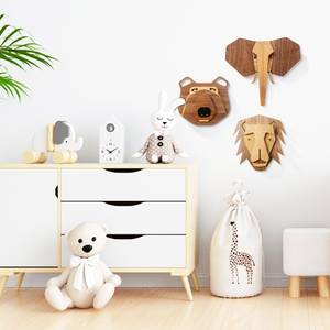 Masque decoratif mural Mini Bear Beige - Noir - Bois manufacturé - Verre - Matière plastique - En partie en bois massif - 25 x 24 x 1 cm