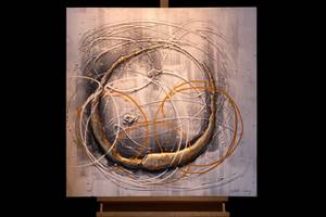 Acrylbild handgemalt Golden Union Gold - Grau - Massivholz - Textil - 80 x 80 x 4 cm