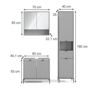 Badmöbel Set Eliza 40705 Grau - Holzwerkstoff - 70 x 63 x 45 cm