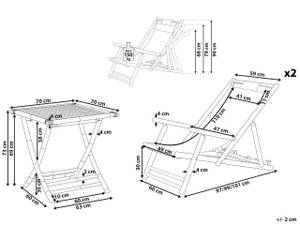 Set de bistrot ATRANI Marron - Blanc - Bambou - 70 x 73 x 70 cm