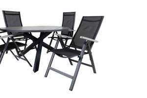 Gartenmöbel-Set Parma (5-teilig) Schwarz - Metall - 140 x 73 x 140 cm