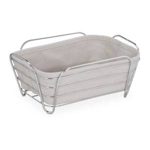 Corbeille à pain métal insert en tissu Gris - Blanc