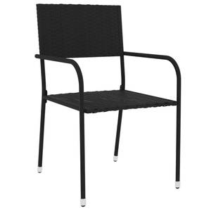 Garten-Essgruppe (3-teilig) 3013185 Schwarz - Kunststoff - Polyrattan - 45 x 45 x 45 cm