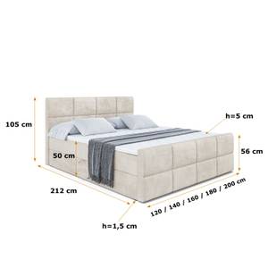 Boxspringbett ARDENI-Z Beige - Breite: 160 cm - H3