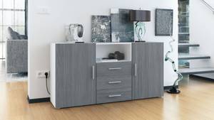 Sideboard Skadu Pinie Anthrazit Dekor - Weiß