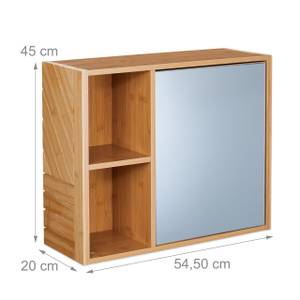 Armoire miroir & compartiments Marron - Bambou - Bois manufacturé - Verre - 55 x 45 x 20 cm