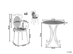 Set de bistrot CILENTO Gris - Métal - 71 x 94 x 71 cm